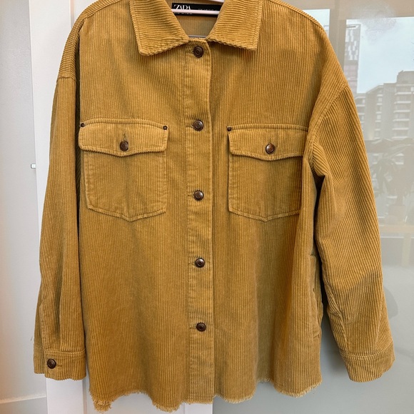Zara Corduroy Shacket jacket mustard yellow - Picture 1 of 3